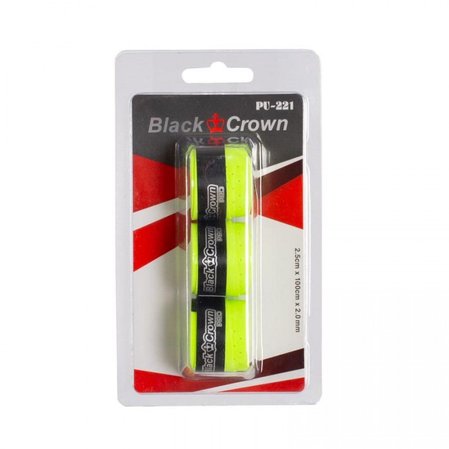 Blister Black Crown Perforado Amarillo Fluor 3 Overgrips  Oferta + Barato