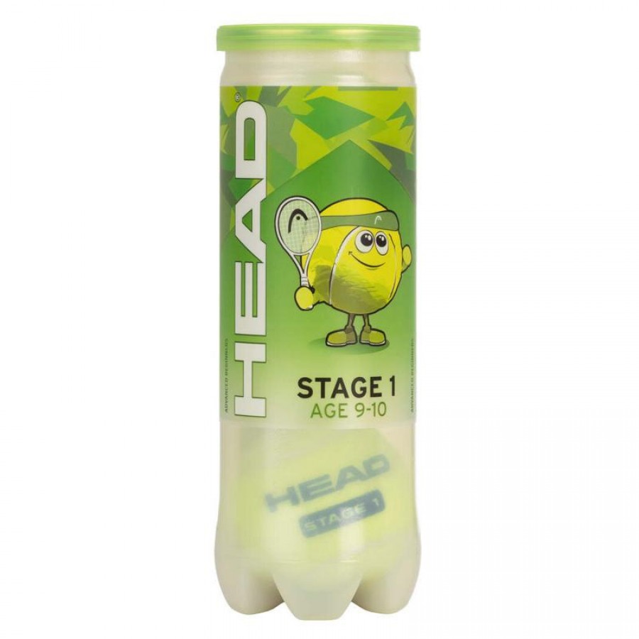 Bote de 3 Pelotas Head Stage 1 Verde  Oferta + Barato