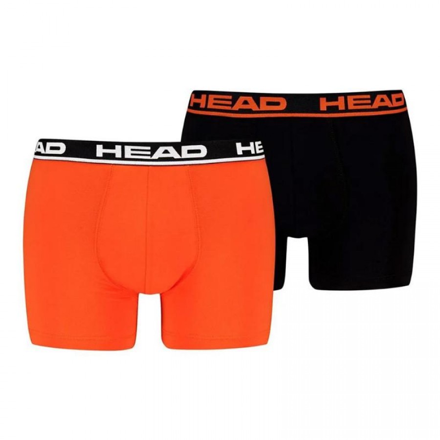 Boxer Head Basic Orange Noir 2 unites  Offre - Pas cher
