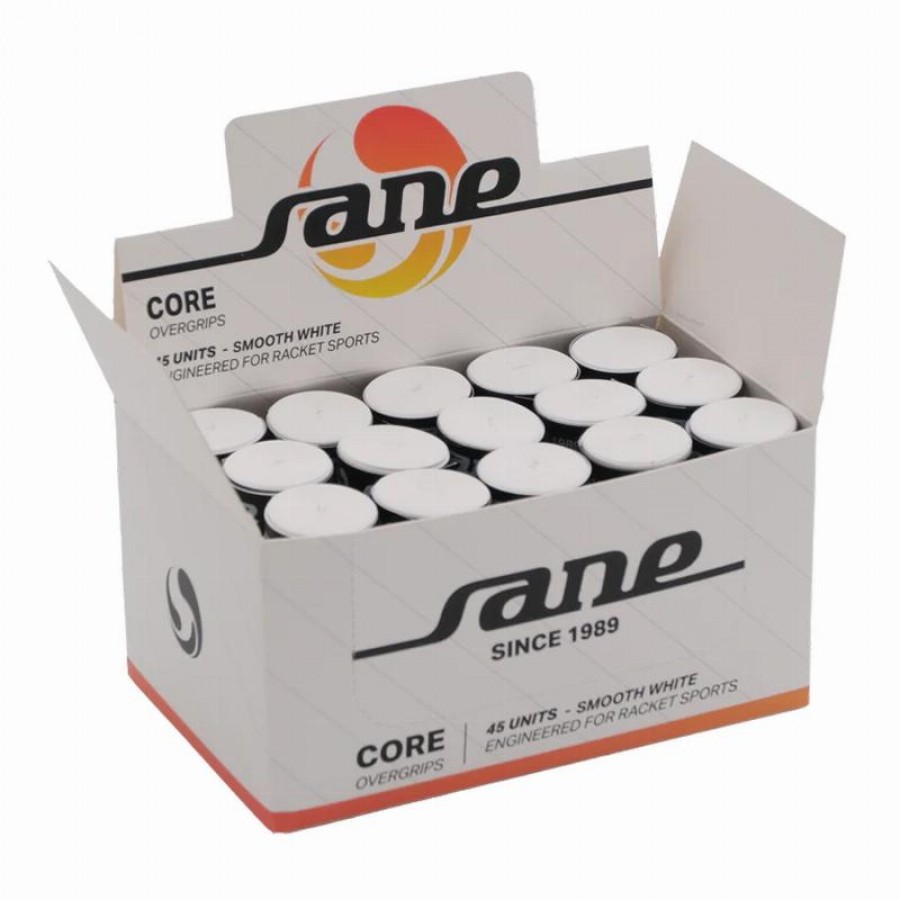 Caja Overgrips Sane Core Lisos Blanco 45 Unidades