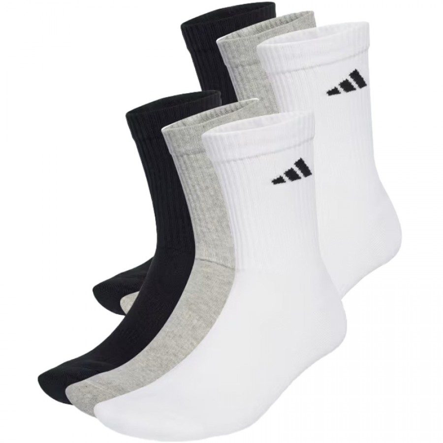 Calcetines Adidas Cushioned Crew Blanco Gris Negro 6 Pares  Offer + Cheap