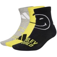 Calcetines Adidas Smiley Gris Amarillo 3 Pares  Oferta + Barato