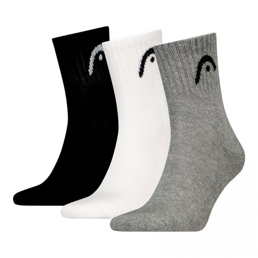 Calcetines Head All Sports Short Crew Negro Blanco Gris 3 Pares  Oferta + Barato