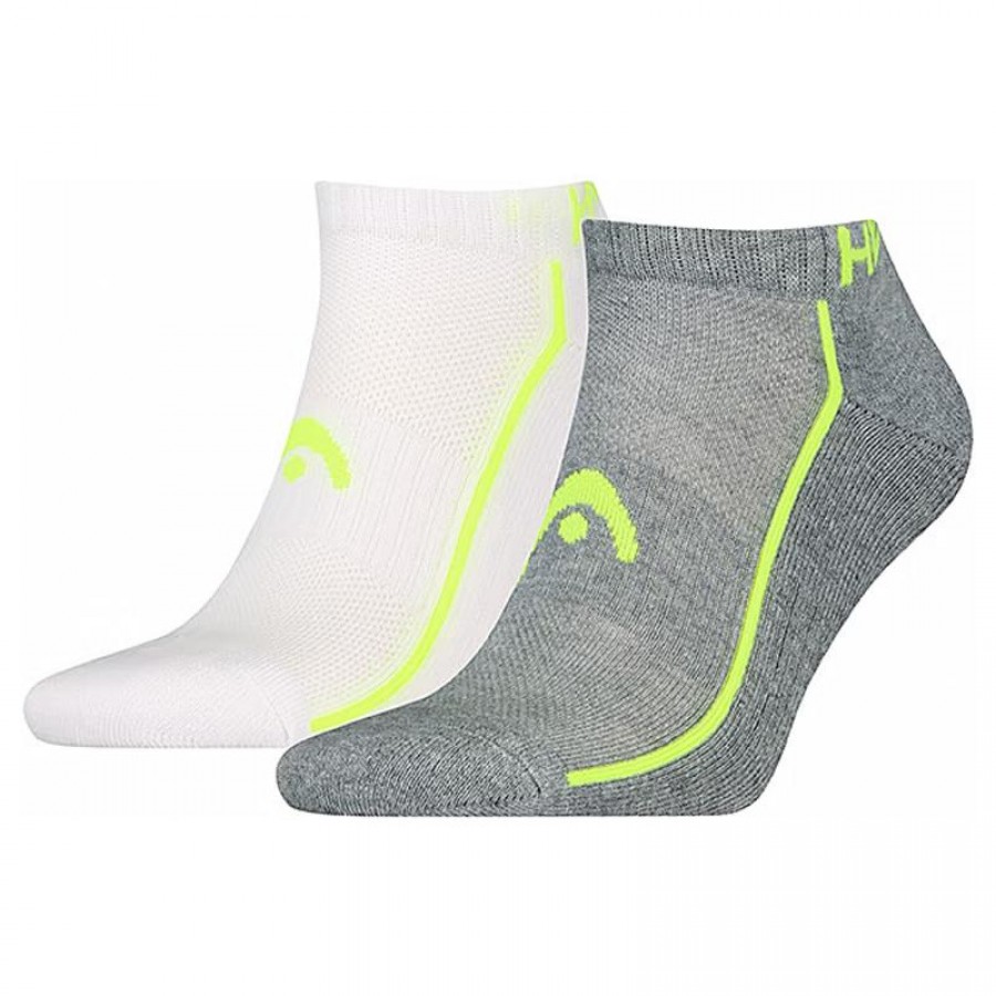 Head Performance Sneaker Chaussettes Blanc Gris Lime 2 Paires  Offre - Pas cher