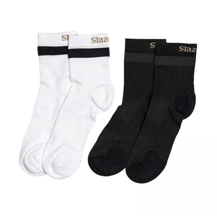 Alejandra Slazenger Meias Brancas Pretas 2 Pares  Oferta + Barato