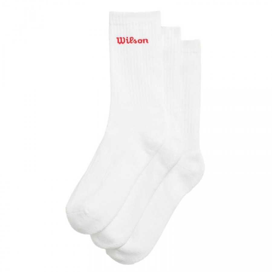 Wilson Crew White Red Socks 3 Pairs  Offer + Cheap