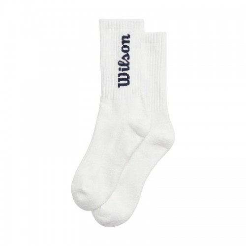 Wilson Crew Logo Socks White Navy Blue 1 Pair