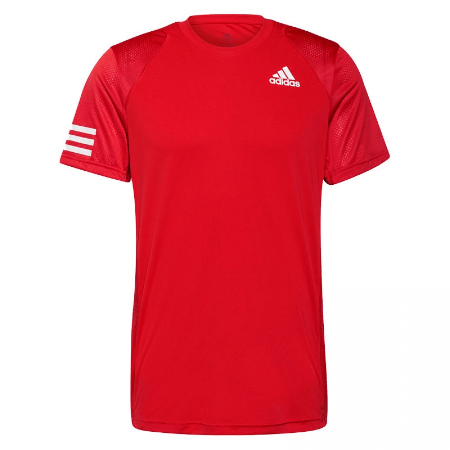 T-shirt Adidas Club 3 Stripes Red - Barata Oferta Outlet