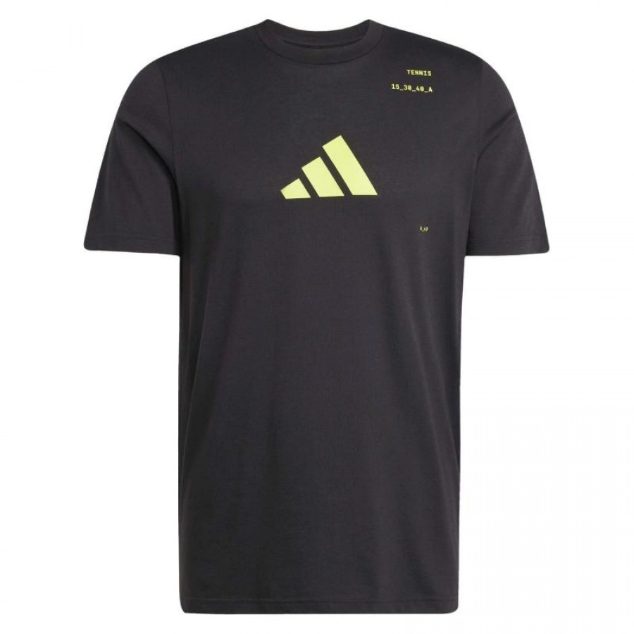 Adidas Tennis Categorie Graphic Noir Citron T-shirt  Offre - Pas cher