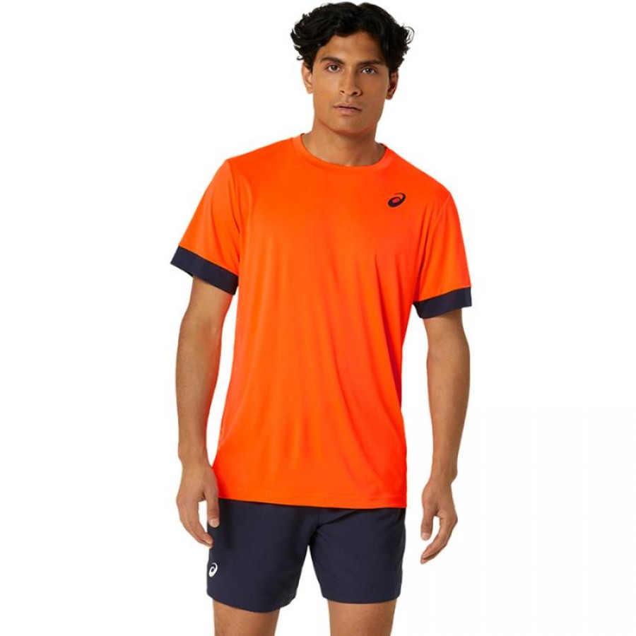 Asics Court Orange Midnight Blue T-shirt  Offer + Cheap