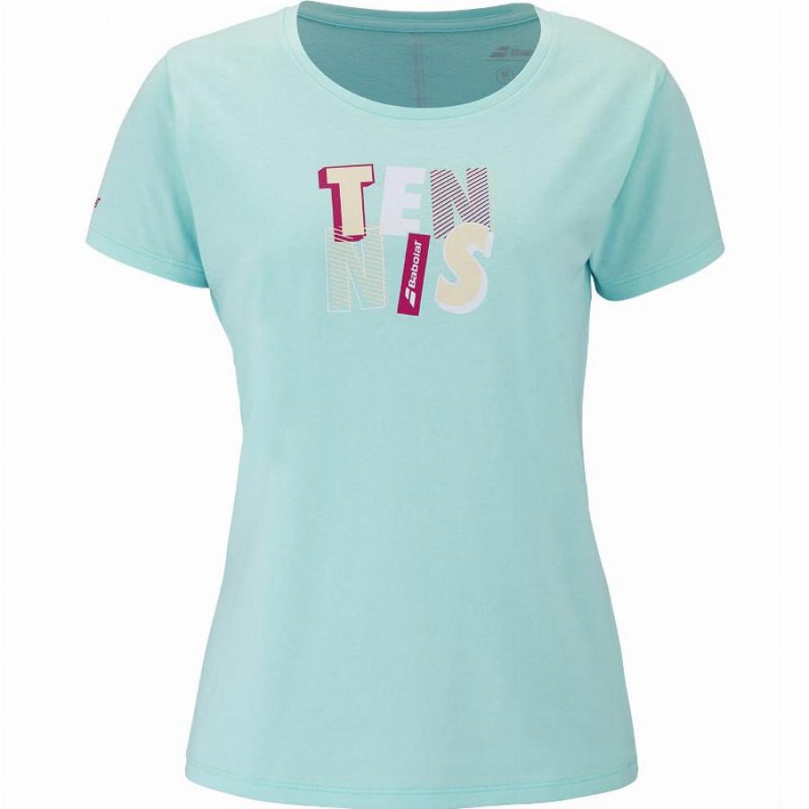 Camiseta Babolat Exercise Message Azul Claro Mujer