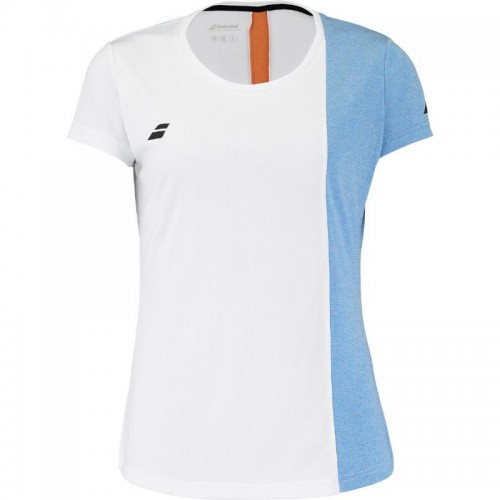 Camiseta Babolat Play Capsleeve Blanco Azul Mujer