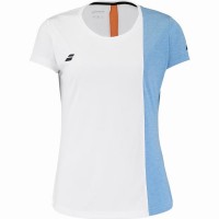 Camiseta Babolat Joue Capsleeve Blanco Naranja Junior