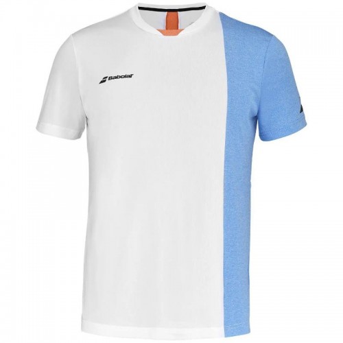 Camiseta Babolat Play Crew Blanco Azul Naranja
