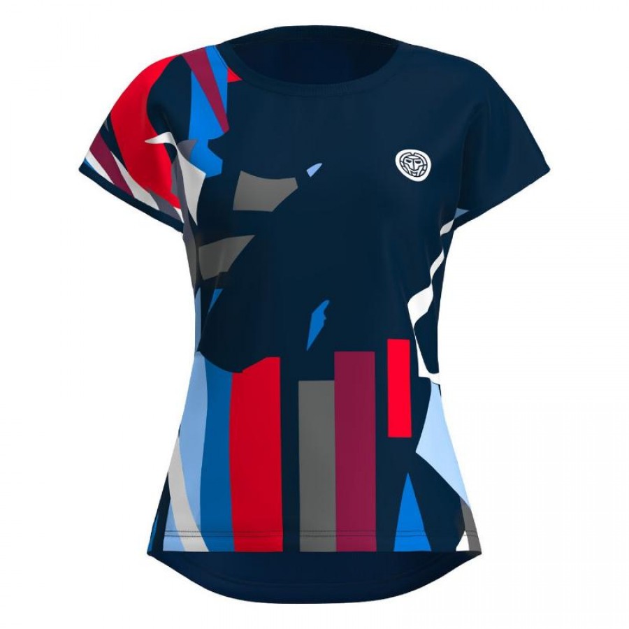 Camiseta Feminina Bidi Badu New York Capsleeve Azul Escuro Vermelho  Oferta + Barato