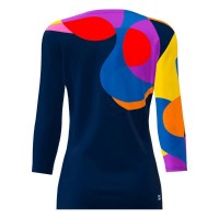 Bidi Badu Twiggy V-Neck Dark Blue Mix Camiseta Feminina  Oferta + Barato