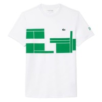 Camiseta Lacoste Novak Djokovic Ultra Dry Blanco Verde  Oferta + Barato