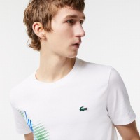 Camiseta Lacoste Sport Marca Contraste Blanco  Oferta + Barato