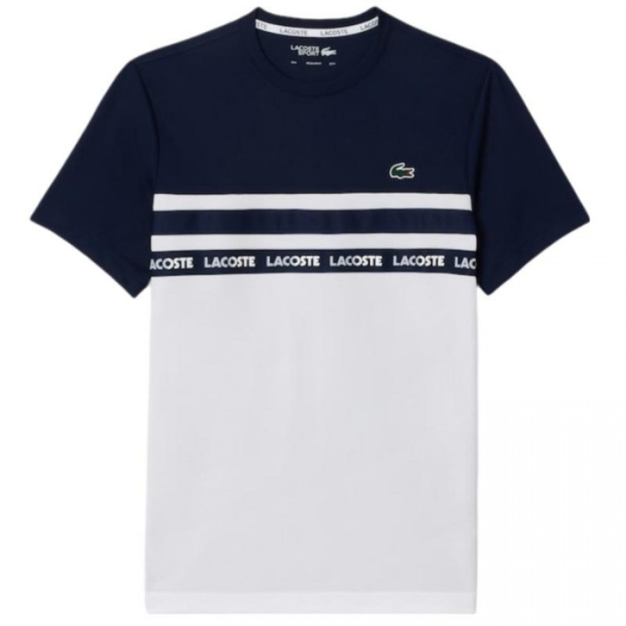 Camiseta Lacoste Ultra Dry Blanco Azul Marino  Oferta + Barato