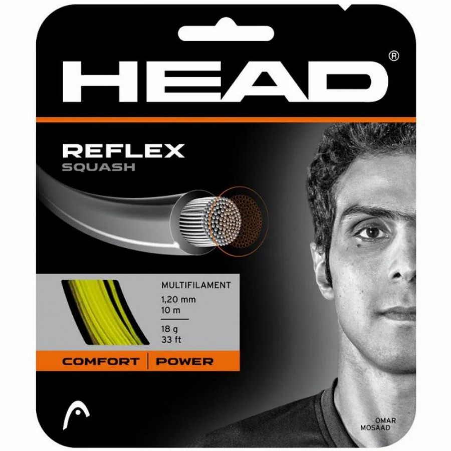 Squash 10m Head Reflex 1.20mm Yellow String  Offer + Cheap