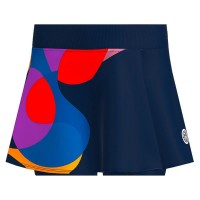 Saia Júnior Bidi Badu Twiggy Estampada Ondulada Azul Escuro Mix  Oferta + Barato
