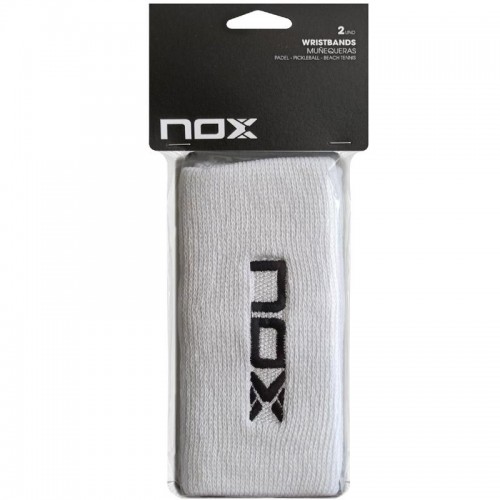 Munequeras Nox Long White Logo Black 2 Units
