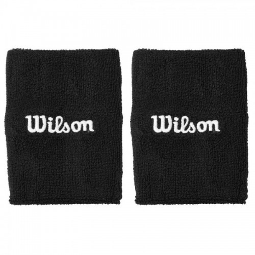 Wilson Wide Terry Black Wristbands 2 Units