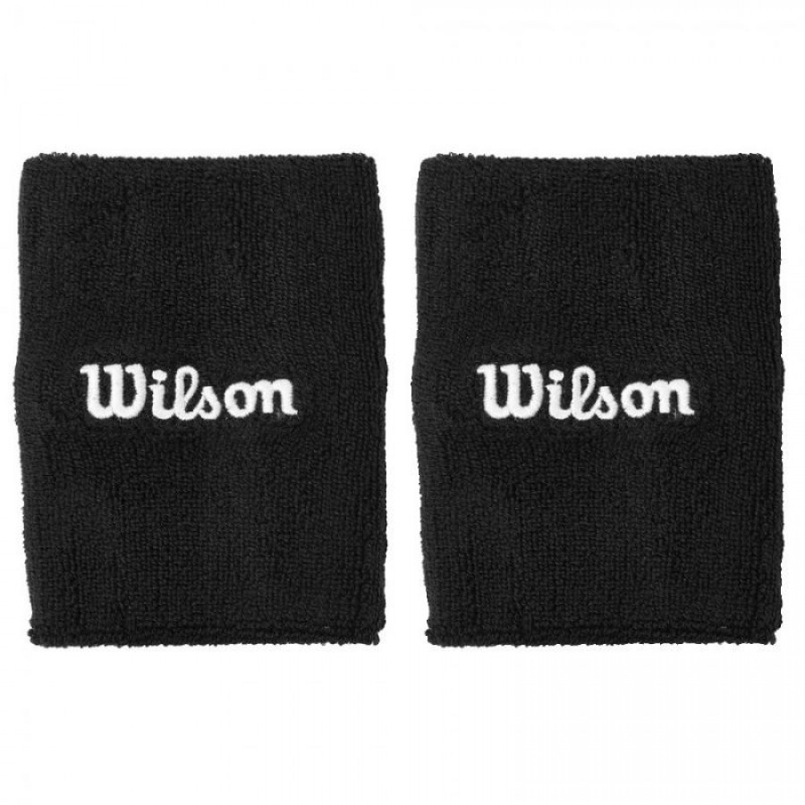 Wilson Wide Terry Black Wristbands 2 Units  Offer + Cheap
