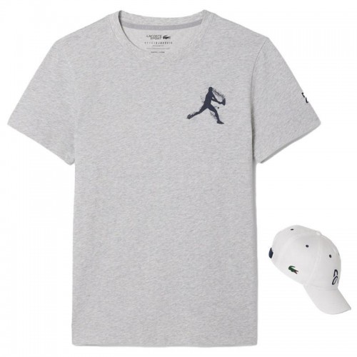 Pack Lacoste Novak Djokovic T-Shirt Grey and White Cap