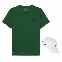 Pack Lacoste Novak Djokovic T-Shirt Green and White Cap PADELPOINT Pack Lacoste Novak Djokovic T-Shirt Green and White Cap