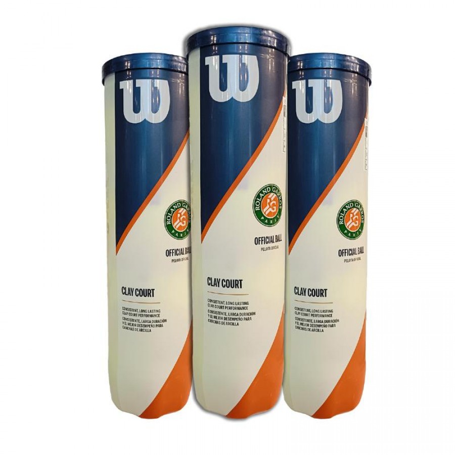 Pack de 3 Botes de 4 Pelotas Wilson Roland Garros Clay Court  Oferta + Barato