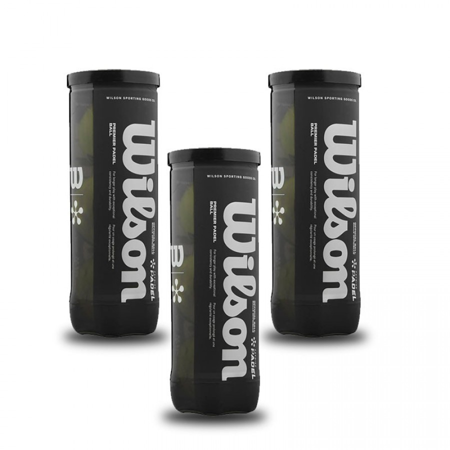 Pacote de 3 Garrafas de Wilson Padel Premier Balls  Oferta + Barato