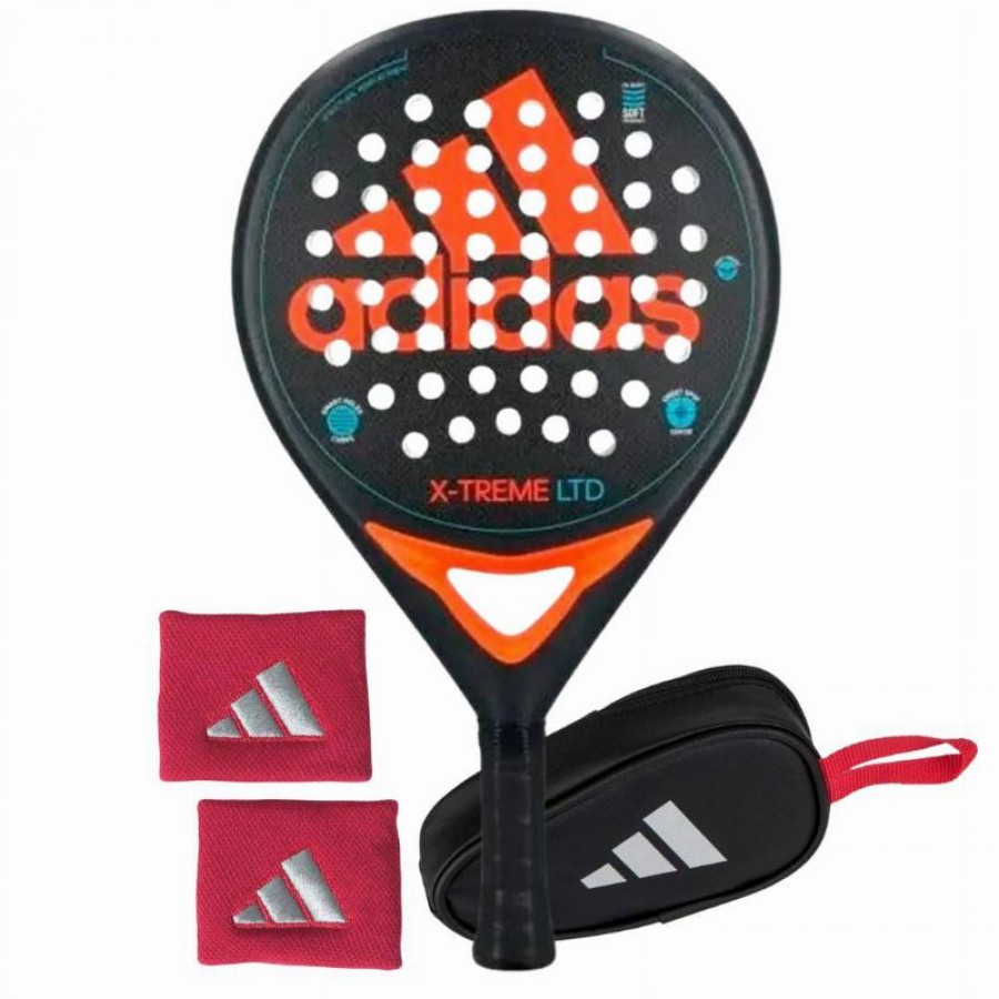 Pack Raquete Adidas X-Treme Preto Laranja com Porta-Moedas e Sacos de Pulso   Oferta + Barato