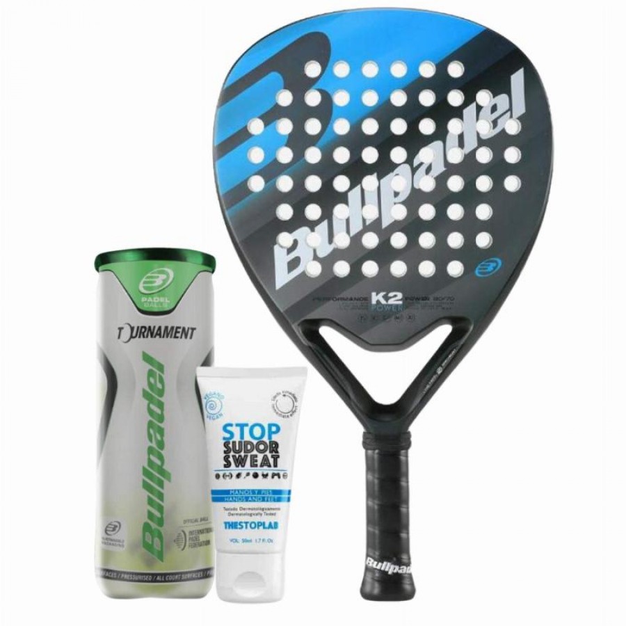 Pack Pala Bullpadel K2 Power 2023 con Magnesio y Pelotas  Oferta + Barato