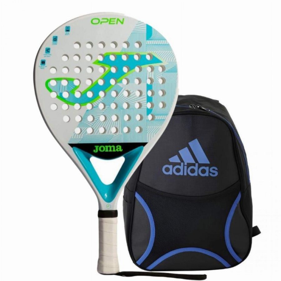 Pack Joma Open White Turquesa Fluor Paddle com Mochila   Oferta + Barato
