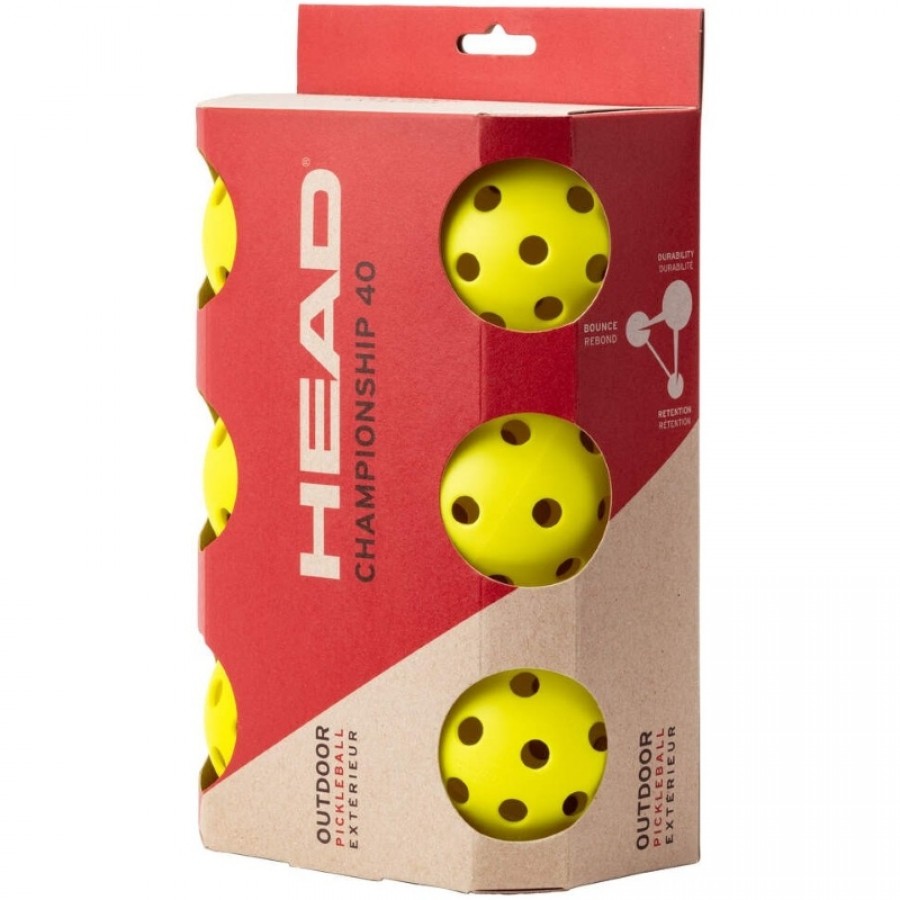 Pelotas Pickleball Head Championship 40 Extérieur 6 Unidades  Offre - Pas cher