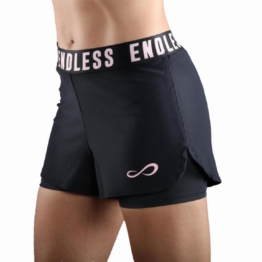 Short Endless Tech Iconic Negro Rosa Cristal Mujer  Offer + Cheap