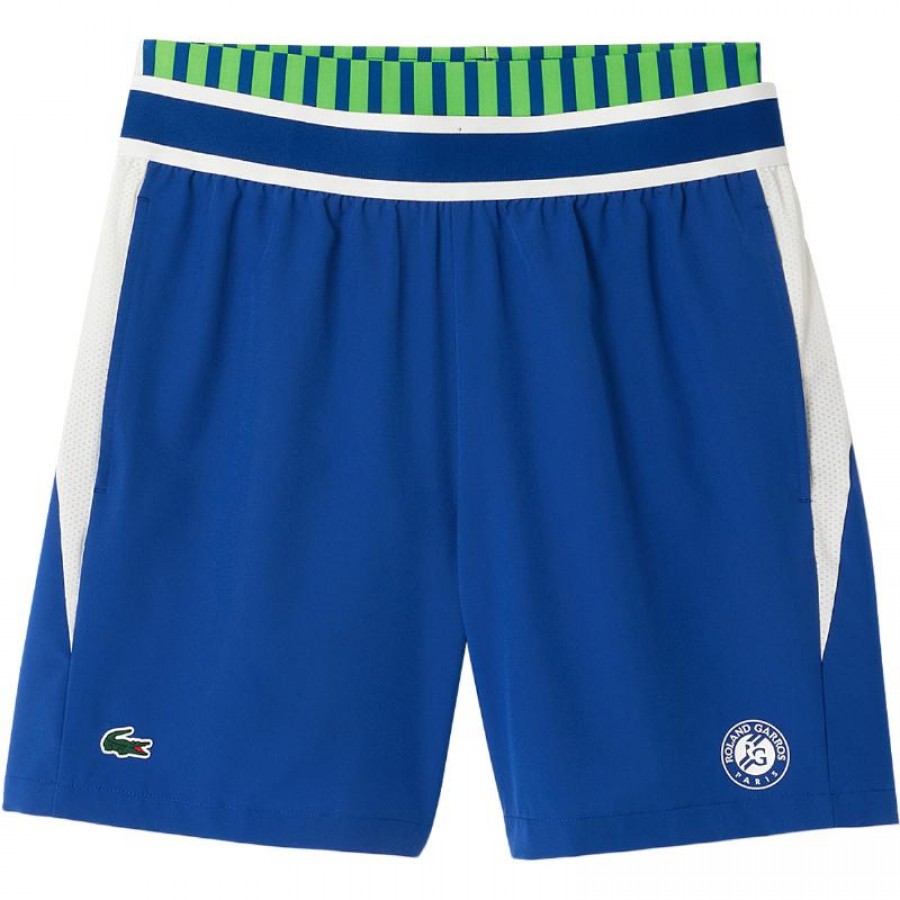 Short Lacoste Roland Garros Azul Blanco Verde  Oferta + Barato