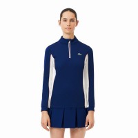 Moletom Lacoste Ultra Dry Azul Marinho Branco para Mulheres  Oferta + Barato