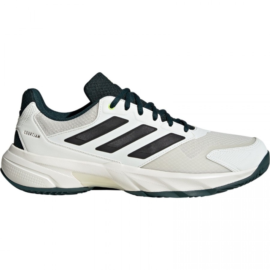Adidas CourtJam Control Clay White Black Green Sneakers  Offer + Cheap