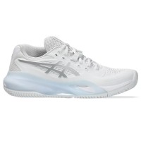 Baskets Femme Asics Gel Resolution X CLAY Blanc Argent  Offre - Pas cher