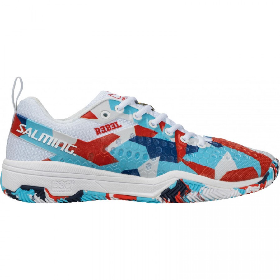 Salming Rebel Camo White Red Blue Shoes  Offer + Cheap